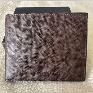 Burberry Dark Brown Saffiano Leather Bifold Wallet